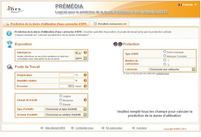 Capture d'écran du logiciel Prémédia. Copyright : INRS