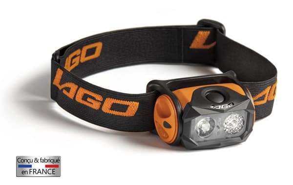 Lampe frontale avec mode VARIO - BXR2.0 de LAGO - Entièrement conçue et fabriquée en France.