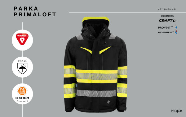 Parka Primaloft Haute visibilité EN ISO 20471 classe 1