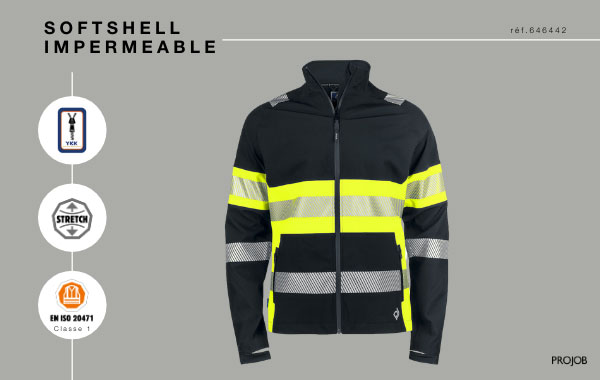 Softshell imperméable - Haute visibilité EN ISO 20471 CLASSE 1