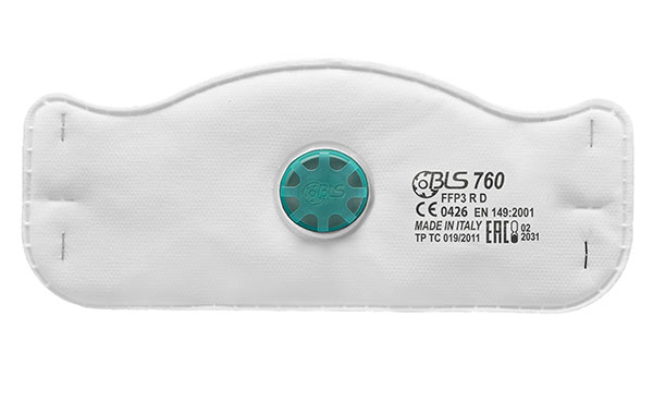 Masque jetable FFP3 R D à valve pliable BLS 760