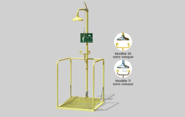 Combiné Douche et Lave-yeux sur plate-forme pour l'extérieur - réf 4730