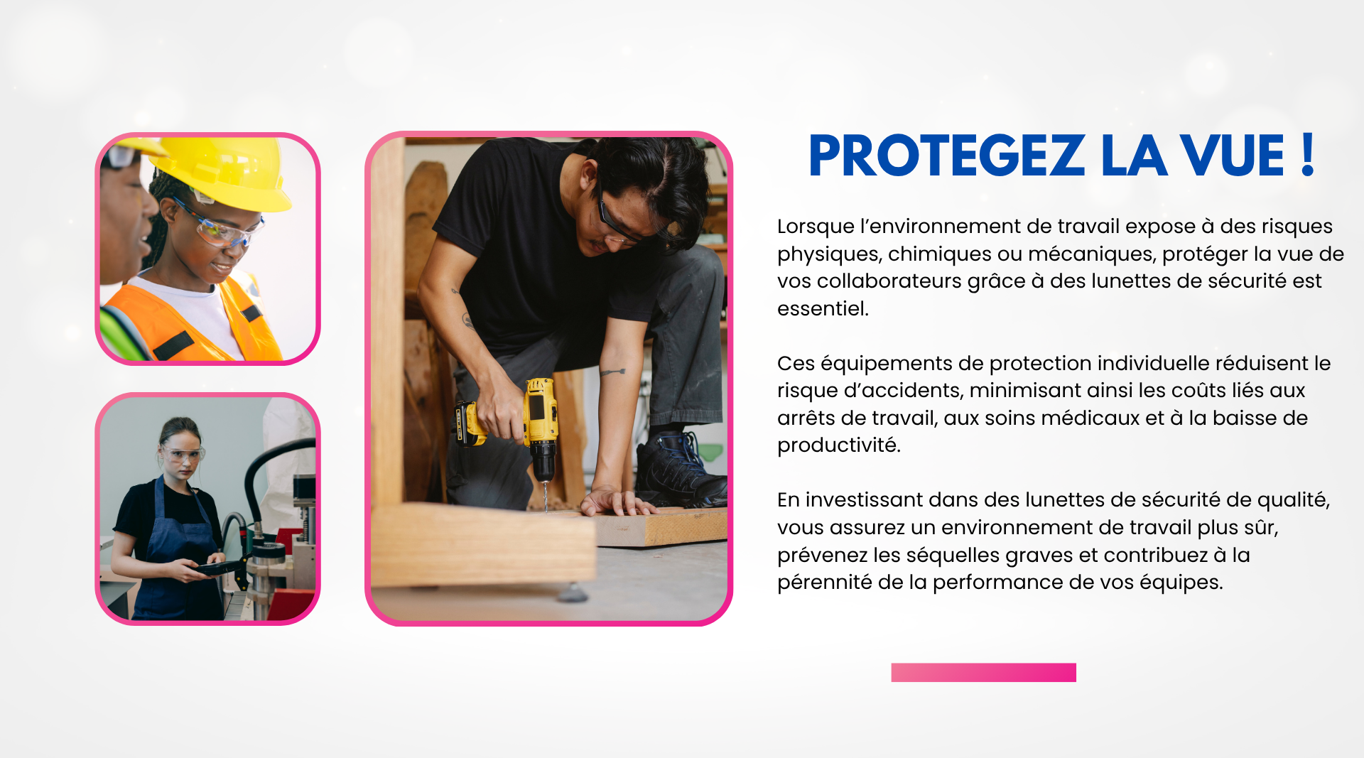 Lunettes de sécurité à la vue