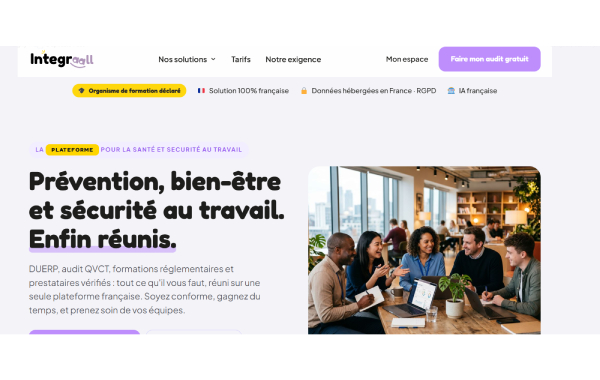 Plateforme tout-en-un QVCT, DUERP, RPS et SST - Integraall